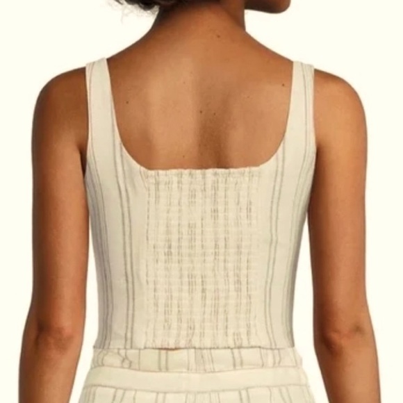 ANTONIO MELANI Womens 10 White Striped Fitted Crop Tank Top Lined 100%cotton - Picture 2 of 10